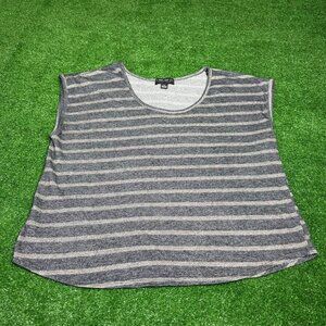 Forever 21 Sleeveless Metallic Stripes Lightweight Grey Blouse Top Plus Size 1X